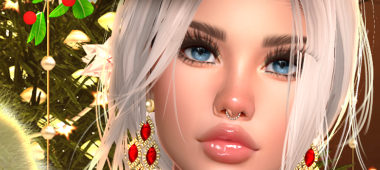 Blonde avatar girl with red earrings.