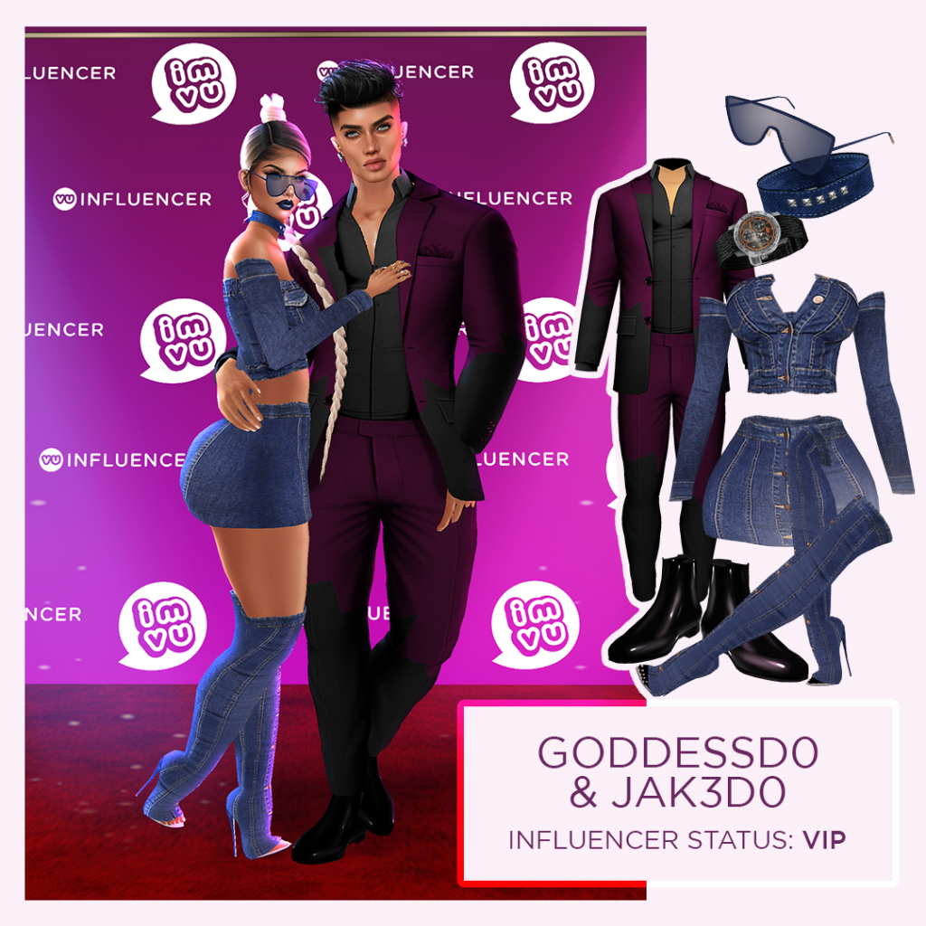 Female and male avatars standing next to each other