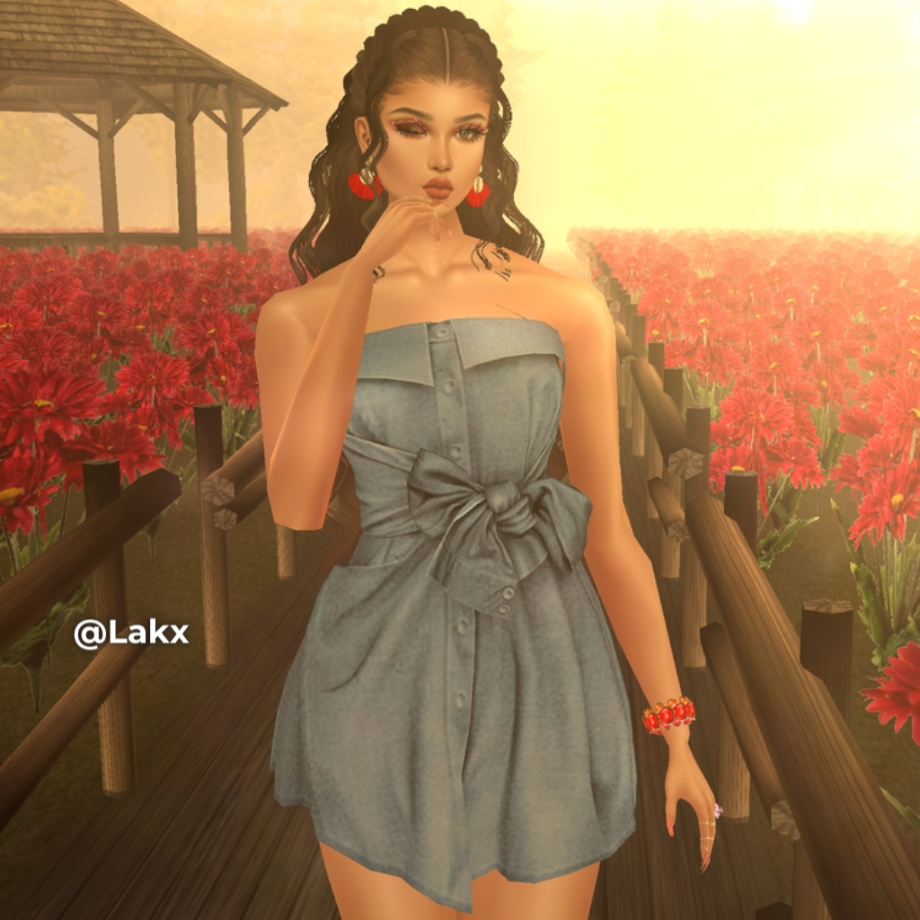 Female avatar with flowers in the background