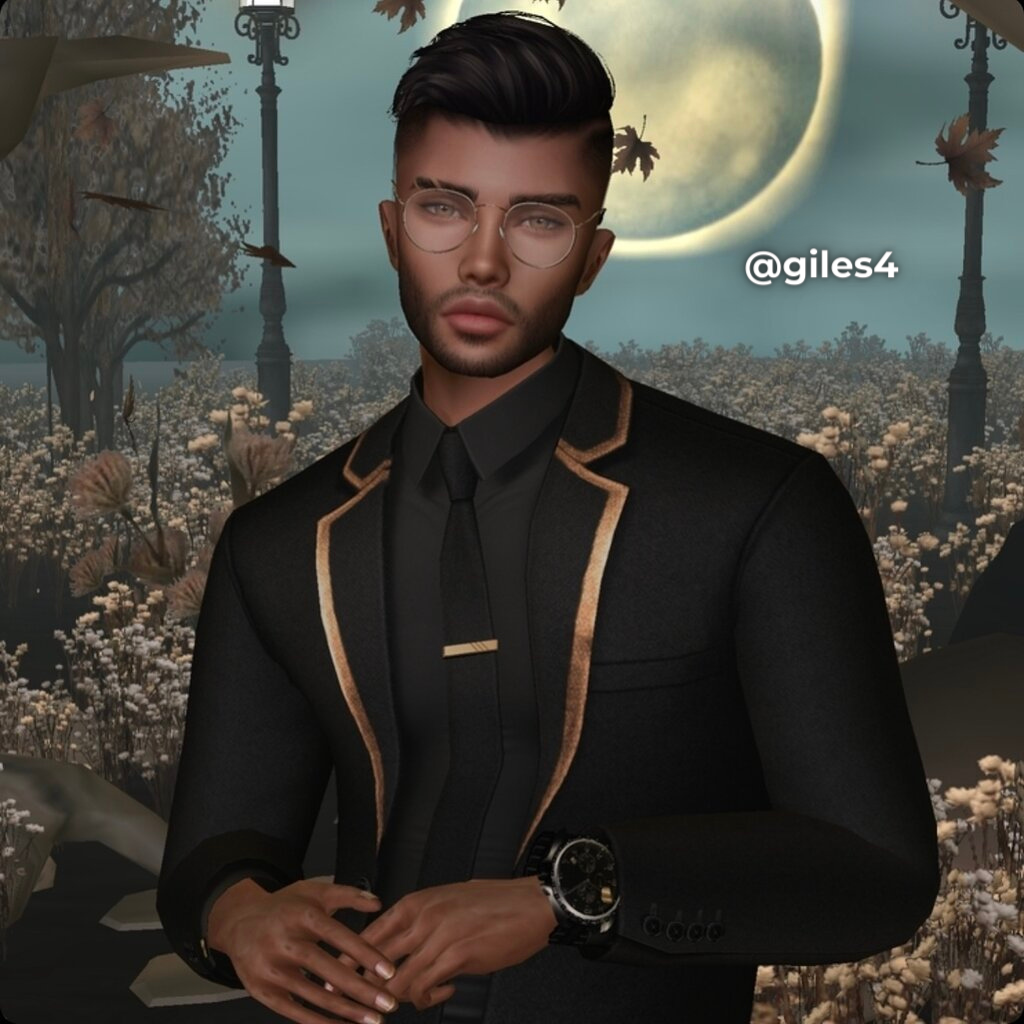 Male avatar wearing a black suit