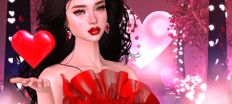 the dream lover shopping guide featured image, avatar wearing a red gown and holding a floating heart